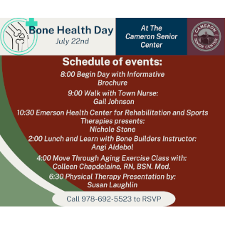 a small picture of the schedule for Bone Health Day